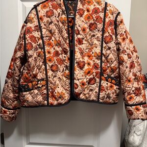 Simply Southern Floral Bomber Jacket - Orange and Black